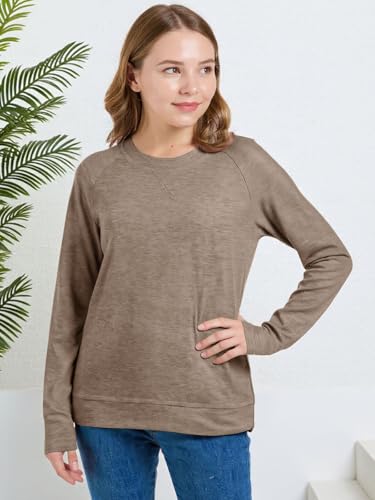 Girls Long Sleeve Shirts Cute Crew Neck Tshirts Kids Fall Back to School Tops Soft Clothes Size 10-123