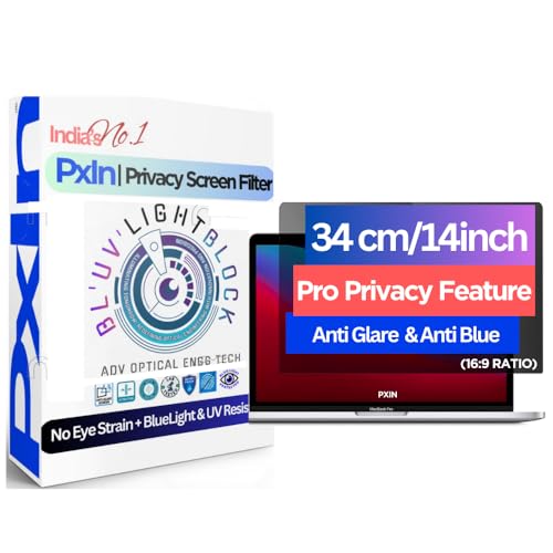 Image of PxIn 34 cm Privacy Screen Filter (16:9) NO Eye Strain | Anti Blue Light + Anti Glare | No Dry Eyes| Privacy Screen Protector