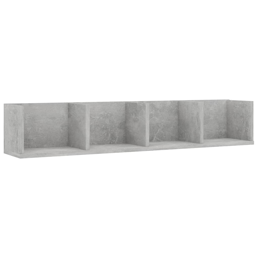 vidaXL Estante de Pared para CD Libros Mobiliario Estantería Flotante Balda Hogar Sala de Estar Salón Madera Contrachapada Gris Hormigón 100x18x18 cm