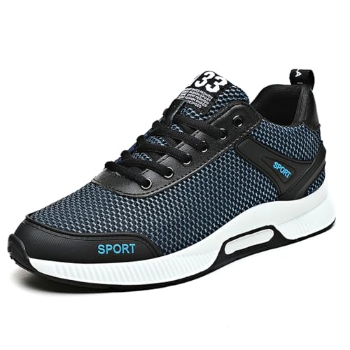 BMINFEE Men's Invisible Height Increasing Elevator Shoes 2.5 Inches Taller Lace-up Breathable mesh Lightweight Hip Hop Fashion Sneakers Blue43