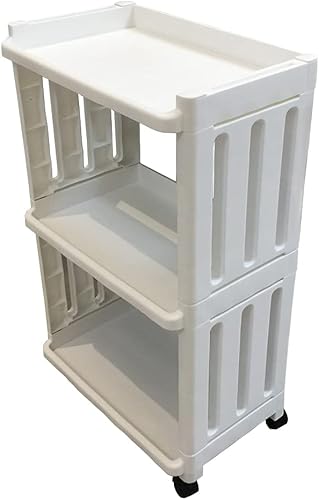 Carrito de almacenamiento con ruedas, estante organizador delgado con ruedas de 3 niveles estrechos, unidad de estantería móvil para cocina, baño,