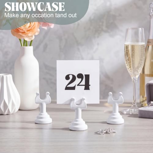 Image of 24 Pcs White Metal Table Number Holders 1.8 Inch Mini Wedding Place Card Holders Bulk Harp Clip Table Sign Stands Card Holder for Memo Notes Menu Wedding Restaurant Birthday Decor