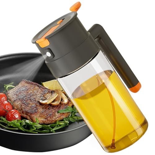 Cooking Oil Sprayer - Olive Oil Dispenser Bottle, 650ML 2 in 1 Refillable Glass OilSpray Bottle, Food Grade Air Fryer Kitchen Ga