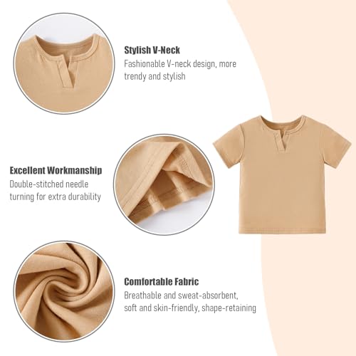 OPAWO Toddler Boy Shirts 3 Pack, V-Neck Short Sleeve Toddler Tshirts, Blank Baby Tee Shirts Summer Tops 12 Months-5T3