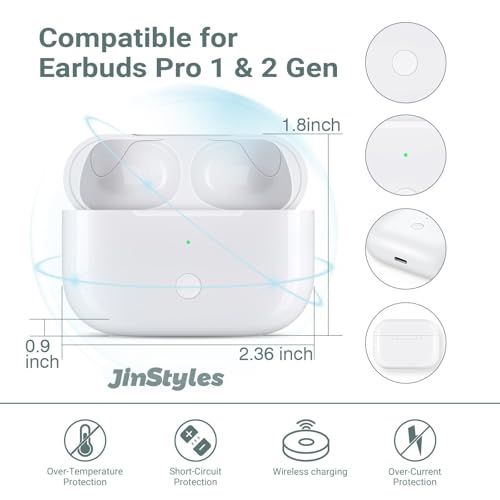 Image of Wireless Charging Case Compatible for AirPods Pro 2nd & 1st Generation - Replacement Charger Case with Bluetooth Pairing Sync Button