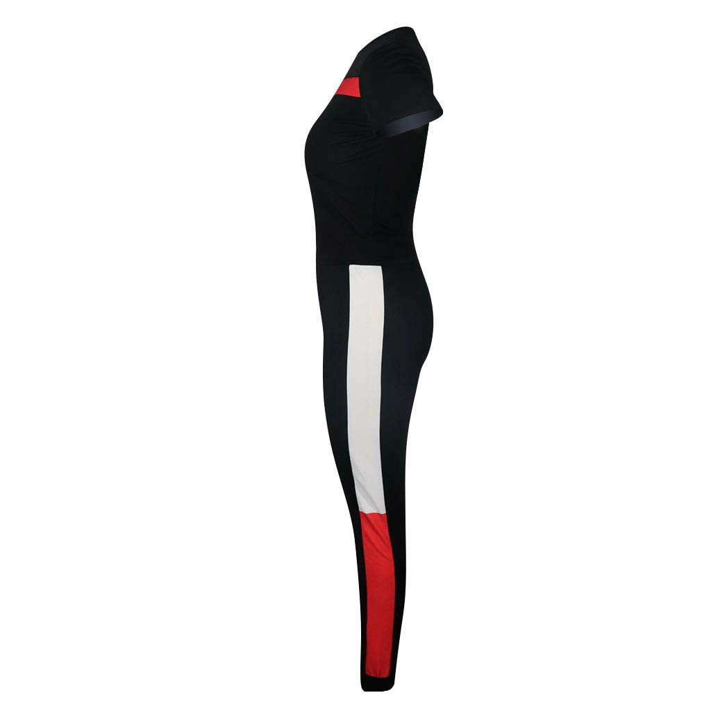 Kombinezon damski na lato moda dwuczęściowa koszulka + ubrania 7/8 fitness sport jogging spodnie joga casual basic, Czarny, XXL