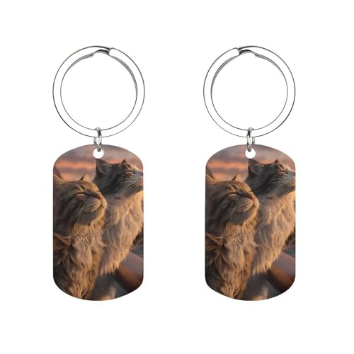 Funny Cats Titanic Cute Metal Keychain Portable Key Ring Fashion