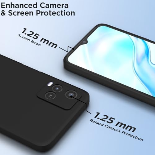 Image of Outlouders Back Cover for Vivo Y21 2021 / Vivo Y33s | Camera Protection | Durable Soft Matte Silicone Bumper Case (Black)