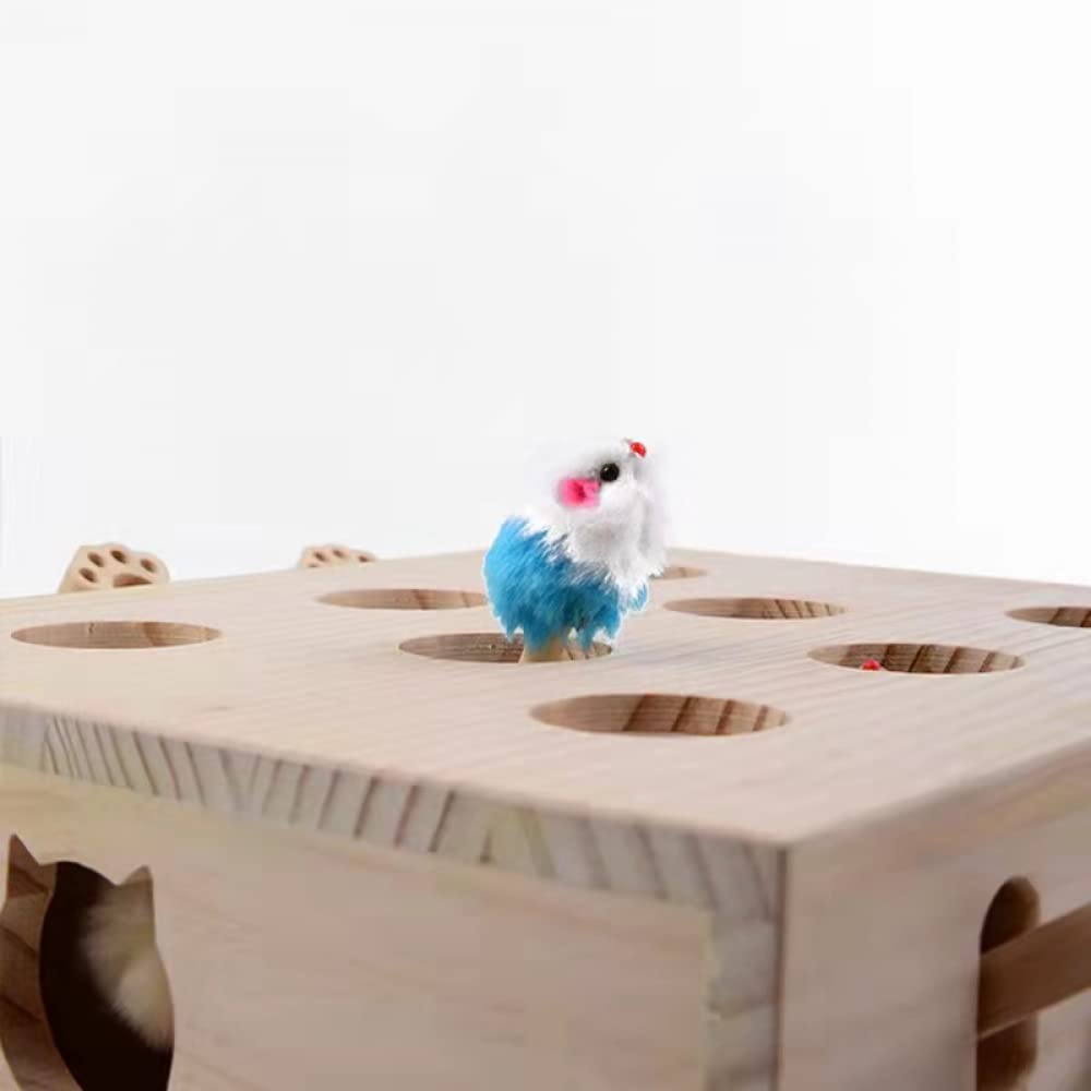 ARKEM Cat Juguetes interactivos de Madera Whack a Mole Game Cat Punch para Interior Play Box Hunt Toy Funny Kitten Safe Catnip Fun Box Paws Scratcher.