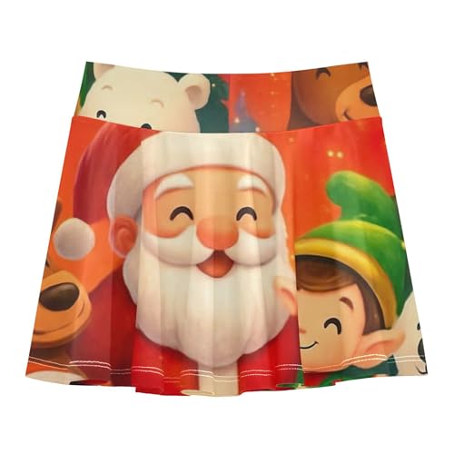Dance Athletic Shorts for Girls Skorts Kids Tennis Skirts Teen Skirt Merry Christmas Red 4t2