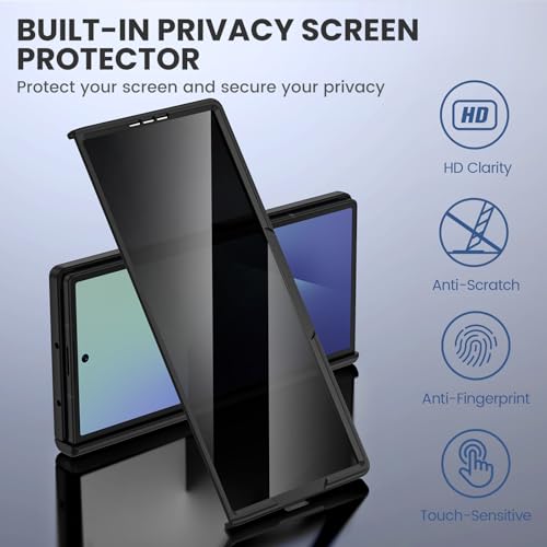 Ruky for Z Fold 7 Case with Kickstand, Privacy Screen Protector, Carbon | Full Body Case with Magnetic Hinge Protection PU Leather Protective Case for Samsung Galaxy Z Fold 7 5G, Carbon - image 5