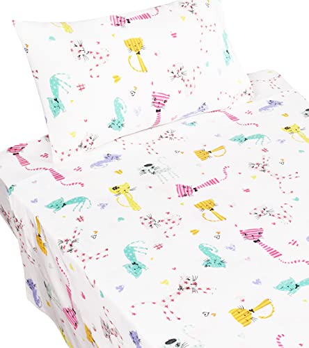 Scientific Sleep Kitty Cats Cute Fun Soft Sheets Set Twin, Fitted Sheet With 14" Inch Deep Pocket, 100% Microfiber Polyester Bedding Sheet Set For Girls Teen Kids Gift (6, Twin) #TOP1