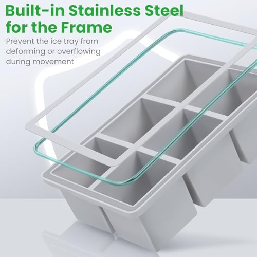 Silicone Ice Cube Tray 2-Pack, Large Ice Cube Molds for Whiskey, 2-Inch Big Square Ice Trays for Freezing, Whiskey Ice Cubes Mold for Cocktails - Thumbnail 3