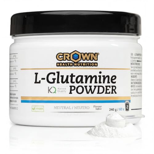 Crown Sport Nutrition L-Glutamine Powder Kyowa® | L-Glutamina en Polvo ≥99% Pureza | Recuperación, Inmunidad y Salud Intestinal | Sin Alérgenos | Bote 240 g | Informed Sport