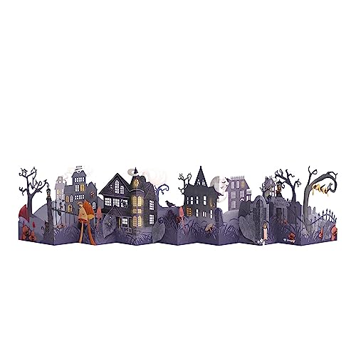 Lovepop Holidays Pop-Up Card for Her and Him - 3D Halloween Greeting Cards for Boys, Girls, Men, Women - Enchantedly Eerie VIllage 40' Looooong Card - Blank Note Card & Envelope Included