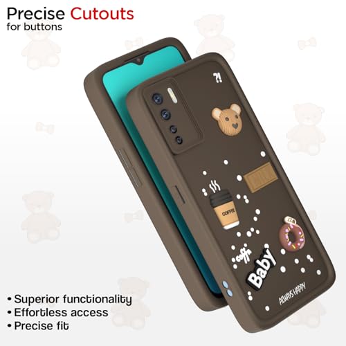 Image of Amazon Basics Back Cover for Oppo F15 | Cute Fun Cartoon 3D Bear Silicone Full Body Protection Bumper case (Brown)