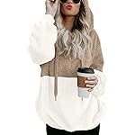 LONGYUAN Women Casual Hoodies Fashion Fuzzy Warm Pullover Sherpa Outerwear with Pockets - Image 2