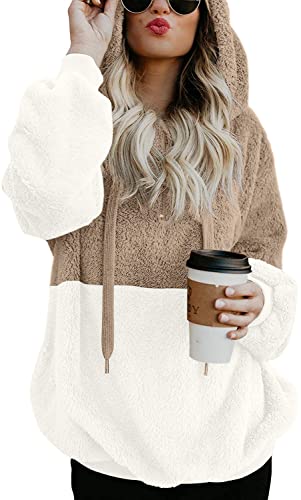 LONGYUAN Women Casual Hoodies Fashion Fuzzy Warm Pullover Sherpa Outerwear with Pockets - Image 3