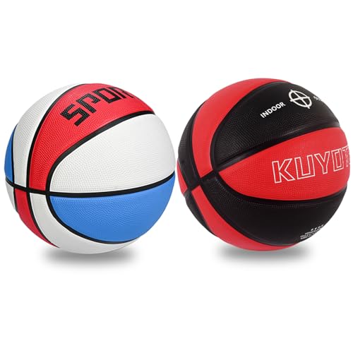 KUYOTQ 2PCS Kids Youth Toddlers Size 4 Basketball 25.5 Premium Rubber in Pairs in& Outdoor for Boys Girls Kids Youth Game Sports Basketball Gifts