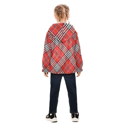 GuoChe Plaid Scotland Red Toddler Fleece Jacket With Hood4