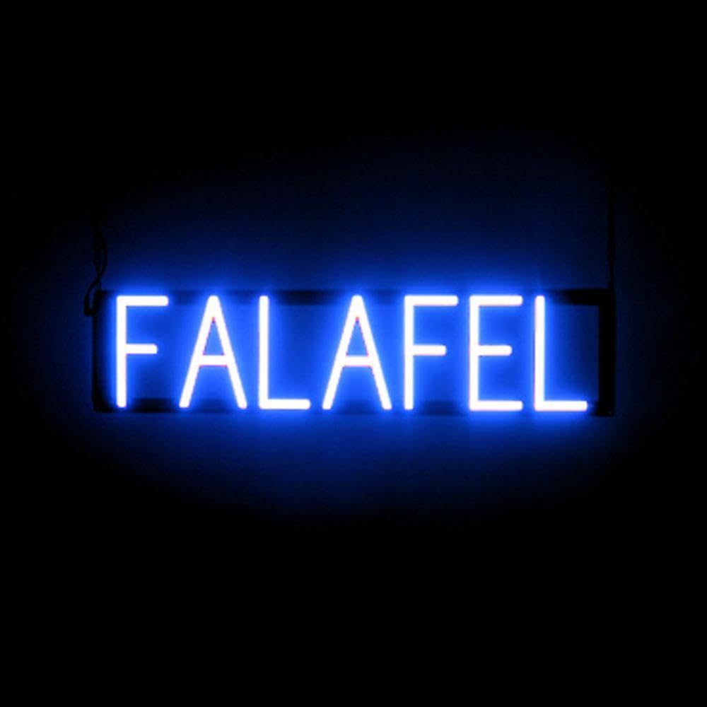 SpellBrite LED Neon FALAFEL Sign for Business - Blue, 26" x 6"