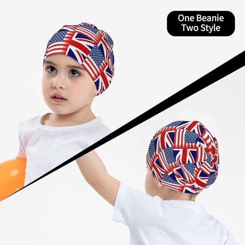 Union-Jack American Flag Children Hip Hop Knitted Hat Kids Elastic Leisure Knit Cap Warm Sleep Beanies Black4