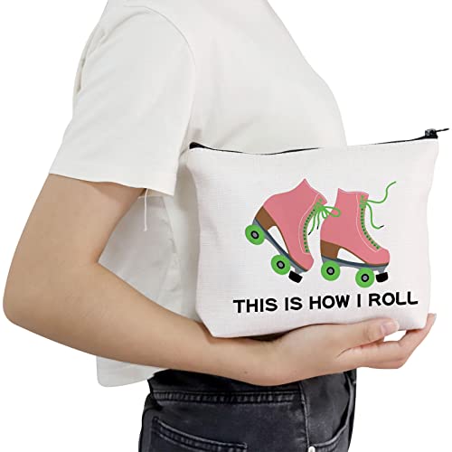 Pofull Roller Skater Gift Roller Skating Lover Makeup Bag This Is How I Roll Cosmetic Bag (Roller Skater Bag) #TOP3