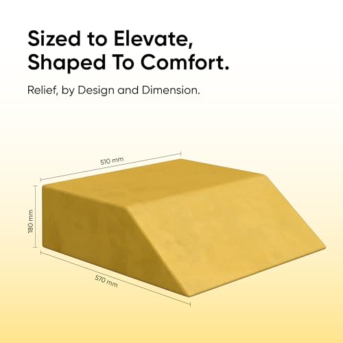 Image of Frido Leg Elevation Wedge Pillow for Edema, Varicose Veins, Fracture | High Resilience Foam Cushion for Leg, Knee & Thigh Support | Back Pain & Swelling Relief | Lightweight (Mustard Yellow)