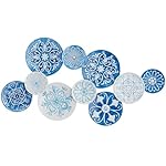 The Novogratz Metal Plate Home Wall Decor Wall Sculpture with Embossed Details, Wall Art 47" x 2" x 24", Blue