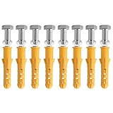 8 Pcs Heavy Duty Masonry Concrete Brick Wall Plugs(M10x50mm) & 8 Pcs Coach Screws(M8x55mm) &8 Washers, Hex Head Lag Screws with Wall Fixings Plugs for TV Bracket Shelves Mounting - Image 1