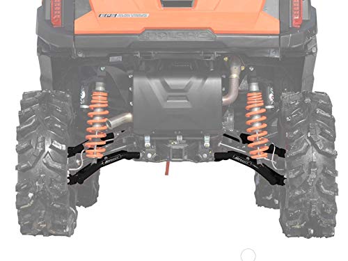 SuperATV Heavy Duty Rear Offset A-Arms for Polaris General 1000 Arched Design Full Camber Adjustability Enhanced Ground Clearance 2016+ Models Black
