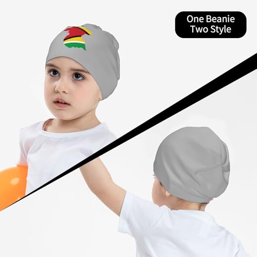 Guyana Flag Map Children Hip Hop Knitted Hat Kids Elastic Leisure Knit Cap Warm Sleep Beanies Black4