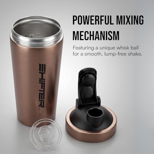 Image of Shifter Stainless Steel Gym Shaker Bottle 750ml | Leakproof Metal Protein Shaker for Men & Women | BPA Free, Odour Resistant, Rust-Free Steel Sipper for Gym, Workout & Sports (BORNZE)