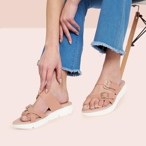Image of KazarMax Women Magnolia Lightweight Double Strap | Cushioned | Bounce Back | Comfortable Flat Sandals