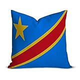 Congo Brazzaville Flagge patriotische Kissenbezüge 66 x 66 cm, für Innen- & Außenbereich, weich, dekorativer Reißverschluss, Bauernhaus, dekorativer quadratischer Baumwollleinen-Kissenbezug für