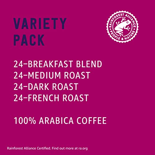 Amazon Brand - Happy Belly Variety Pack Compostable Coffee Pods, Compatible with K-Cup Brewer (Breakfast Blend, Dark/ Medium/ French Roast) 96 count (Pack of 1) - image 3