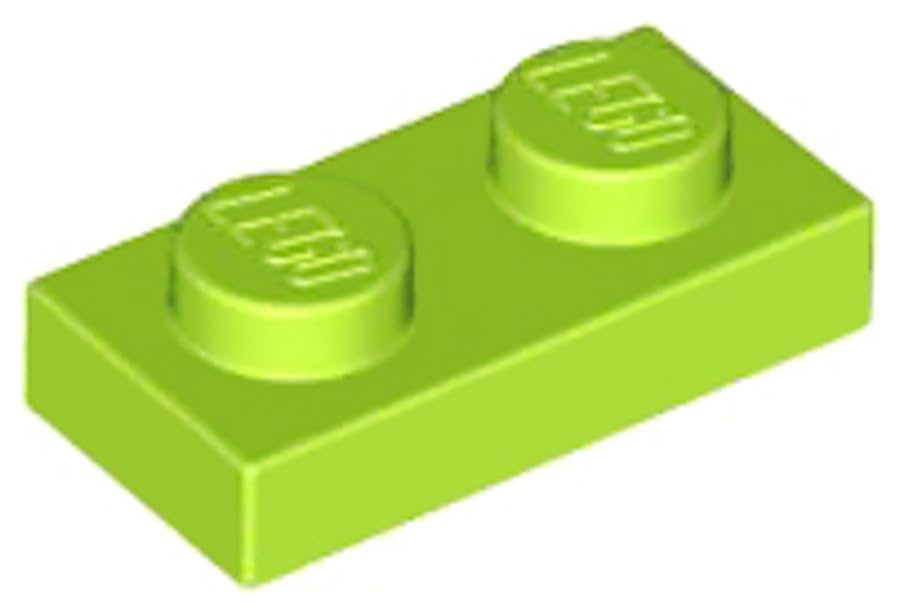 LEGO Plate 1 x 2, Part 3023, Building Brick Component (Lime, 100, Bricks) โ image 1