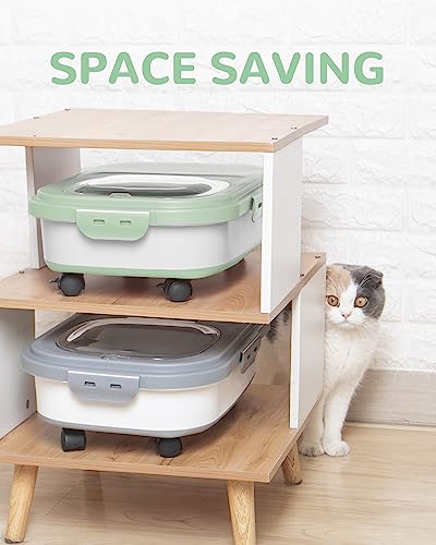 DDMOMMY 20-23 Lbs Dog Food Storage Container - Collapsible Dog Food Container with Attachable Casters and Scoop,Travel Silicone Bowl, Pet Food Storage Containers to Keep Dry Food Fresh,Easy to Move