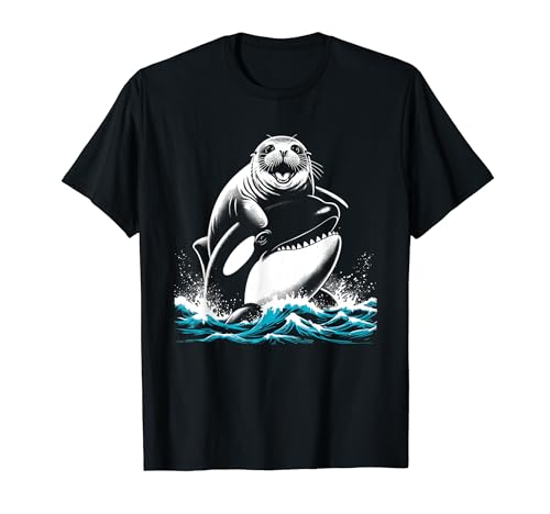 Orca Sea Lion - Simpatico amante degli animali oceanici vintage Maglietta