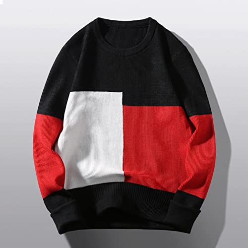 Men's Color Block Sweater Casual Pullover Knitted Sweater Lightweight Crewneck Long Sleeve Raglan Sweaters2