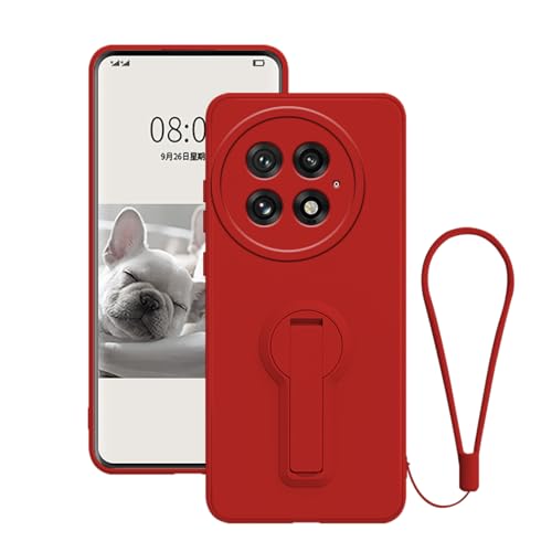 Coque OnePlus 13R silicone rouge avec support et protection objectif intégrée