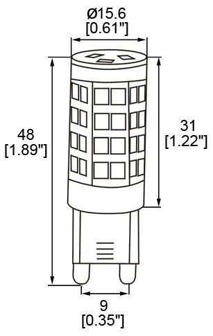 Hero-Led Dg9-45S-Ww27 Dimmable T4 G9 Led 120V Halogen Replacement Bulb, 3.5W, 40W Equivalent, Dustproof Protection Ip55, Warm White 2700K, 5-Pack #TOP4