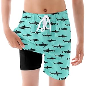BFUSTYLE Boys Swim Trunks Kid Swim Short with Compression Liner Little Boys Bathing Suit