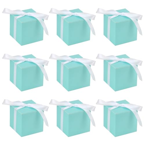 Boîtes cadeaux kraft bleu pour décoration table de fête | x30