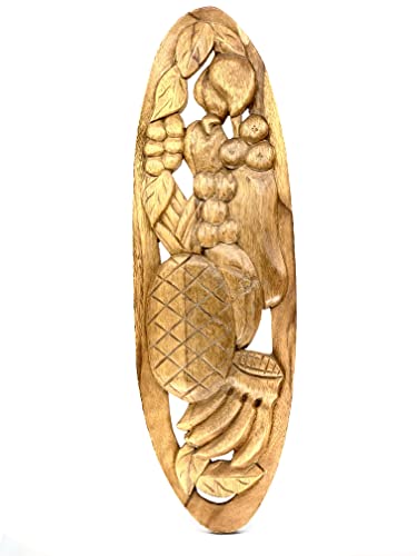 SUNSUM Vintage, Monkeypod, Hand Carved, Prosperity Fruits, Wooden Wall Plaque