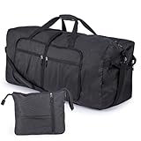 JF HOME BLISS 120L Large Foldable Travel Duffel Bag with Shoe Compartment Lightweight Holdall Bag for Men & Women Weekend Overnight Gym Sports Bag Carry-On Luggage with Shoulder Strap Black
