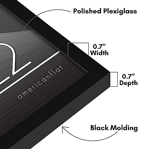 Americanflat 14x22 Picture Frame with Polished Plexiglass - Streamline Collection - Thin Border Picture Frame for Wall Display - Hanging Hardware Included - Black