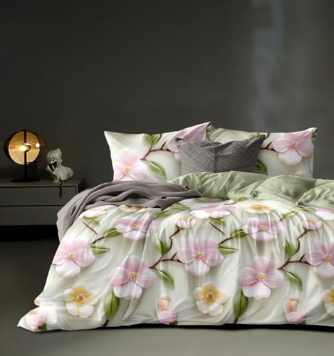Image of Home 7D Print Fast Colour 210TC Cotton Bedsheet with Pillow Cover for Double Bed, King Size (Multicolor: 12)