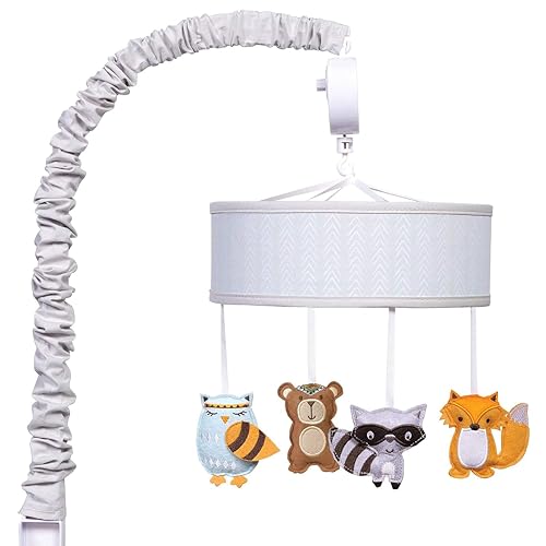 Image of Trend Lab Lodge Buddies Baby Crib Mobile with Music, Crib Mobile Arm Fits Standard Crib Rails