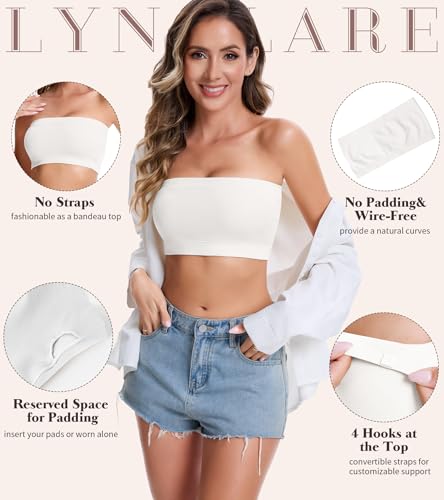 Image of Strapless Bras for Women Tube Tops for Women Bandeau Bra Crop Top Smooth Non-Padded